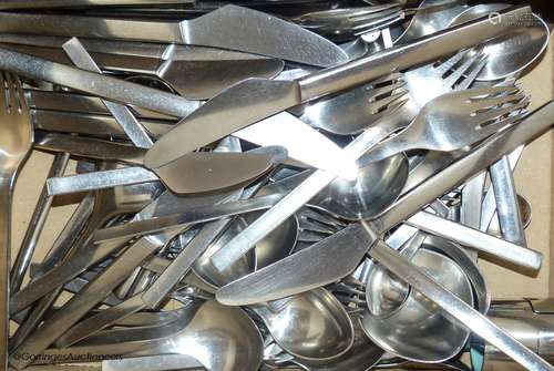 A suite of Georg Jensen stainless steel cutlery and condimen...