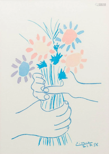 A print on canvas 'Le Bouquet' 1958. Pablo PICASSO