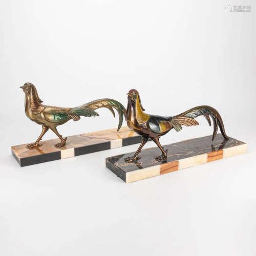 A collection of 2 pheasant sculptures in art deco