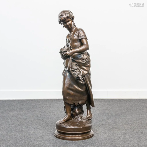 Mathurin MOREAU (1822-1912) a bronze statue of a young