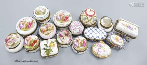 Sixteen porcelain pill boxes