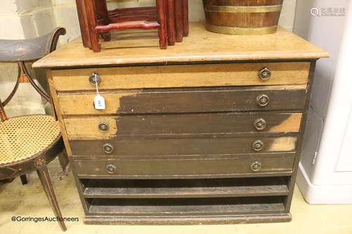 A Victorian oak plan chest, width 99cm depth 71cm height 78c...