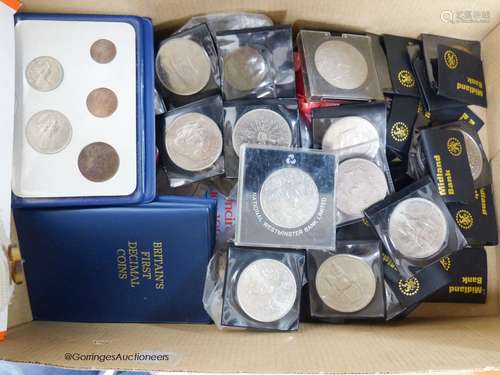 A collection of coins and banknotes, including William and M...