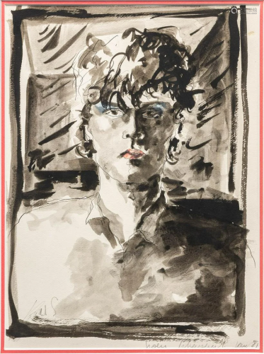 Koen SCHERPEREEL (1961-1997) Self Portrait, watercolor