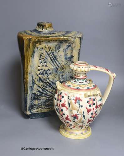 A Zsolnay Pecs polychrome ewer and a Zsolnay studio vase, he...