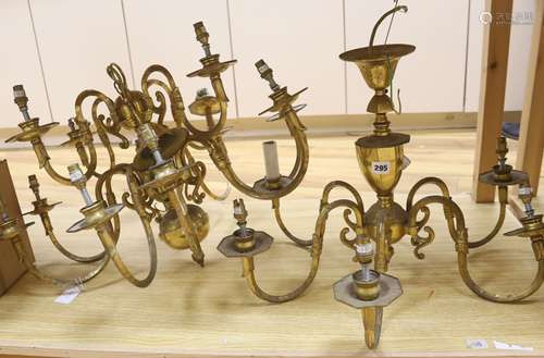 A brass two tier twelve branch electrolier and an associated...