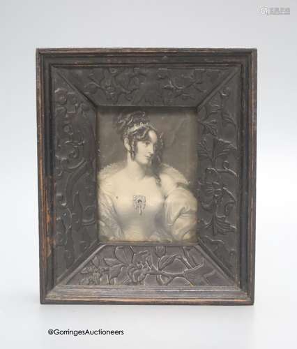 A 19th century frame, constructed with Chinese ebony relief ...