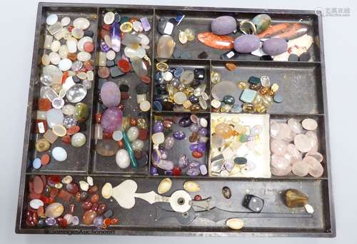 A collection of gem stone cabochons etc