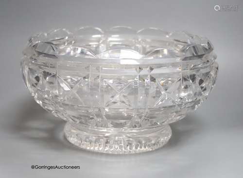 A 19th century heavy cut glass bowl, possibly Irish, diamete...