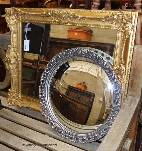 A rectangular gilt and gesso wall mirror, width 82cm, height...