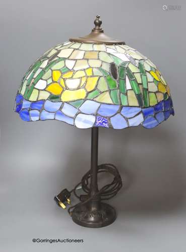 A Tiffany style lamp and shade, base marked RD427117, height...