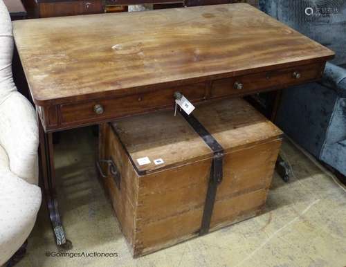 A Regency mahogany library table (a.f.), width 122cm, depth ...