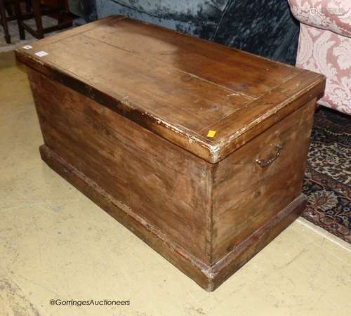 A Victorian rectangular pine trunk, length 95cm, depth 48cm,...