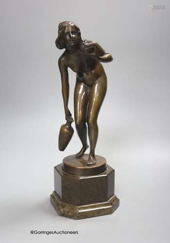 Franz Peleschka Lunar (b.1873). A bronze of a maiden carryin...