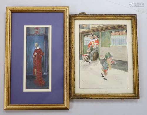 English School 1913, watercolour, 'A False Alarm', monogramm...