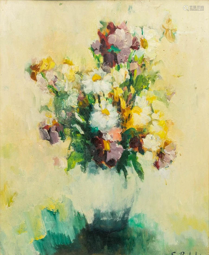 Richard LYNA (XX) A flower still life, oil on panel.