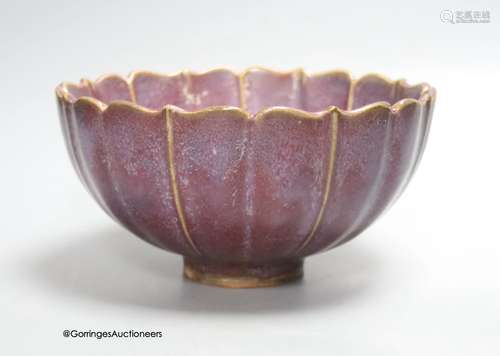 A Chinese Junyao type petal lobed bowl, diameter 19cm