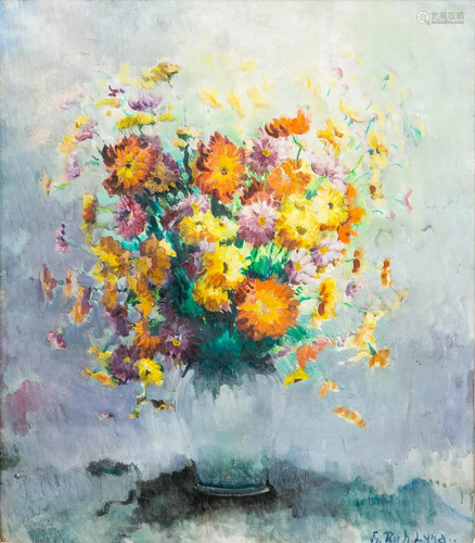 Richard LYNA (XX) a vase full of flowers, oil on