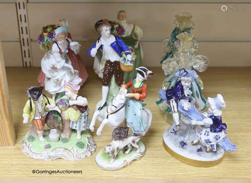 A collection of 20th century Sitzendorf, Dresden and Doulton...