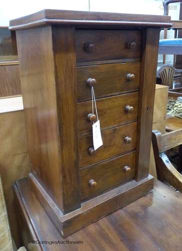 A late Victorian miniature walnut Wellington chest, width 34...