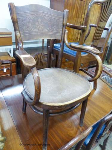 A bentwood elbow chair