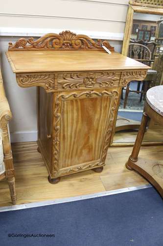 A 19th century Colonial satinwood side cabinet, width 75cm, ...