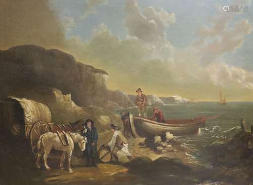 Follower of William Shayer (1811-1892), oil on panel, beach ...