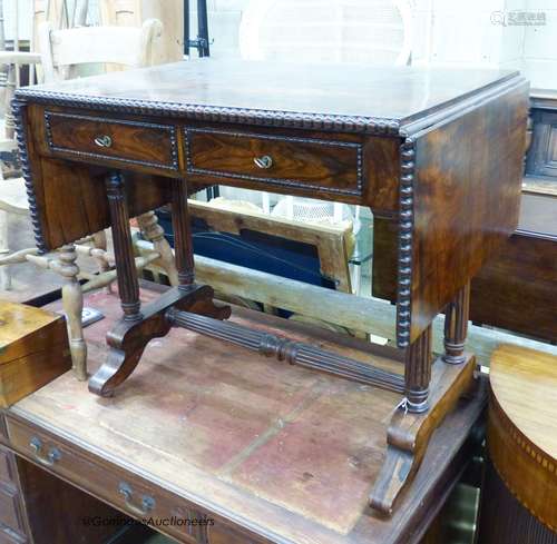 A 19th century French rosewood sofa table, width 86cm, depth...