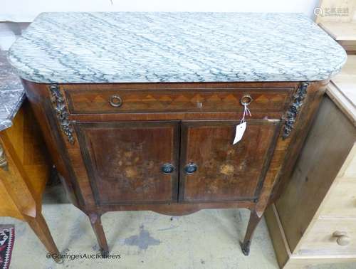 A French green marble topped commode, width 93cm, depth 41cm...