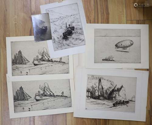 Nelson Dawson (1859-1941), a group of 12 unframed etchings, ...