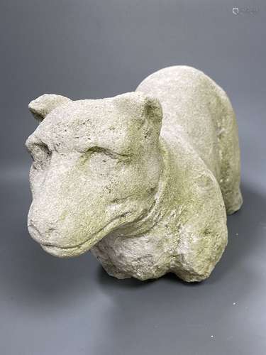 A 19th century sculpted limestone figure of a mastiff, incom...