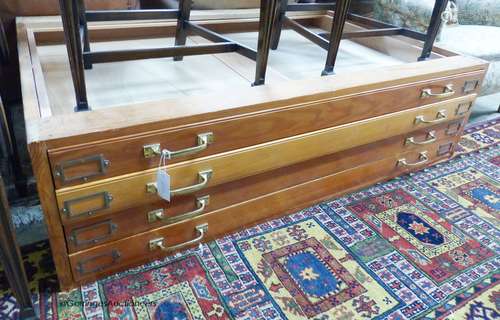 A four drawer plans chest, bottom section, length 144cm, hei...