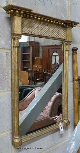 A Regency mahogany giltwood and gesso pier glass, width 50cm...