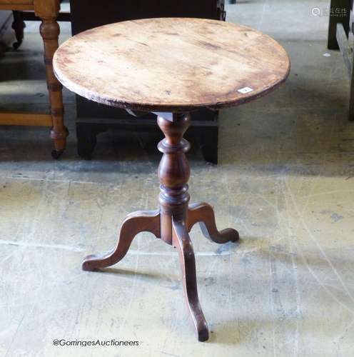 A Victorian mahogany circular tripod wine table, 61cm diamet...