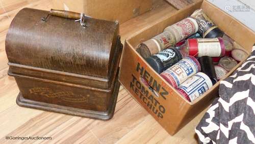 An Edison standard phonograph together with a collection of ...