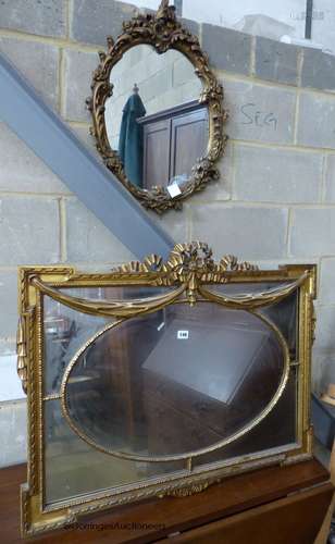 A rectangular Adam style gilt framed wall mirror, width 91cm...