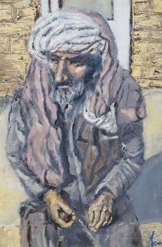 Jay Mahony, oil on board, Study of an Arab, signed, 22 x 14c...