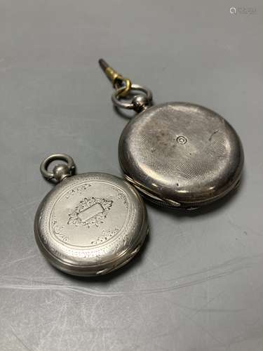 A Swiss silver keywind hunter pocket watch in J.W.Benson sig...