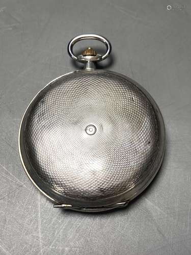 An Omega keyless silver hunter pocket watch in 900 standard ...