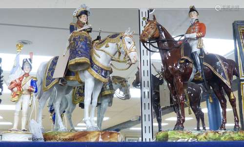 A large Dresden porcelain Waterloo Centenary equestrian grou...