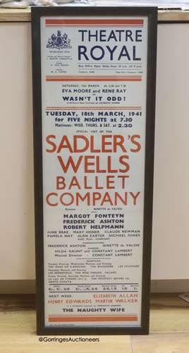 A Theatre Royal Sadler's Wells poster, 75 x 24cm