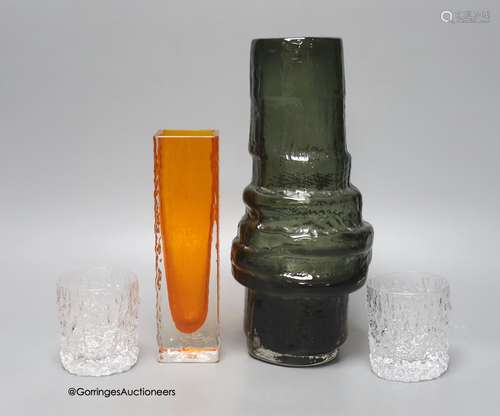 Two Whitefriars glass vases and a part set of five boxed Whi...