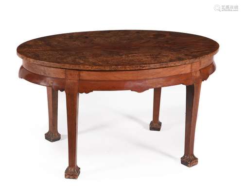 Y A CHINESE EXPORT EXOTIC HARDWOOD OVAL LOW TABLE, 19TH CENT...