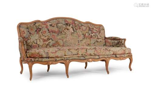 A BEECH AND UPHOLSTERED SUITE OF SEAT FURNITURE, 20TH CENTUR...