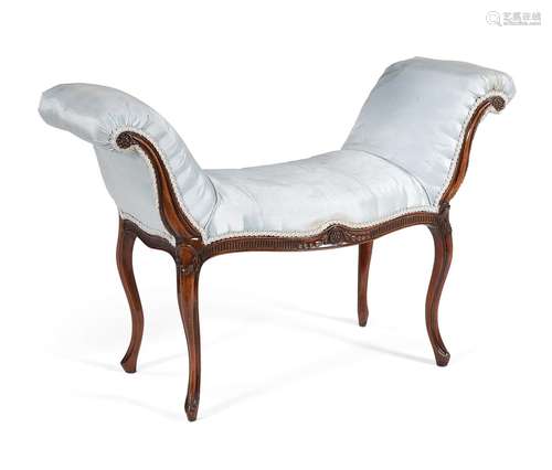 A GEORGE III MAHOGANY AND UPHOLSTERED WINDOW SEAT IN THE MAN...