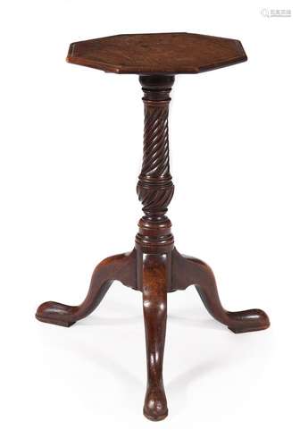 AN EARLY GEORGE III 'RED WALNUT' CANDLESTAND, CIRCA 1760