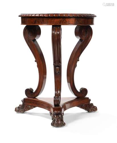 Y A GEORGE IV ROSEWOOD STAND OR TABLE BASE, IN THE MANNER OF...