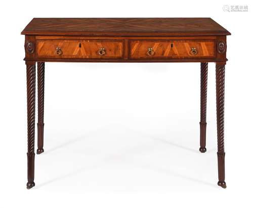 A GEORGE III YEW WOOD AND MAHOGANY WRITING TABLE ATTRIBUTED ...