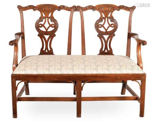 A GEORGE III MAHOGANY CHAIR BACK SETTEE, POSSIBLY IRISH, CIR...