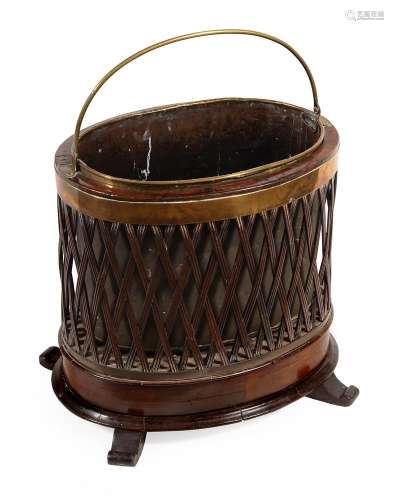 A GEORGE III MAHOGANY OYSTER BUCKET, LATE 18TH/EARLY 19TH CE...